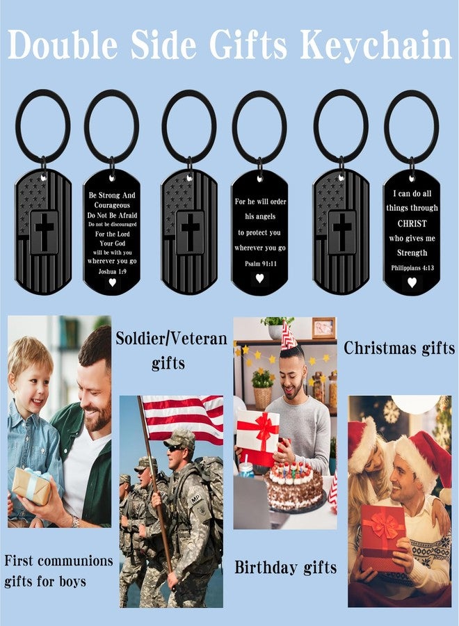 Keniot Christian Gifts for Men Boys, Bible Verse Dog Tag Cross Keychain for Birthday Christmas, First Communion Baptism Gifts (Joshua 1:9) - Image 2